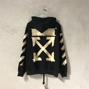 Off-White Black Printed Hooded Cardigan